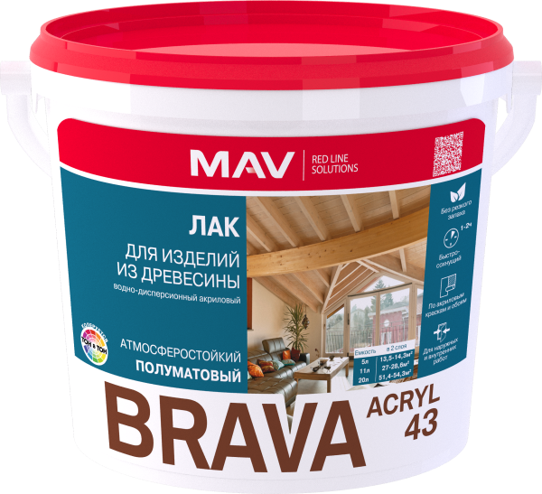 Лак BRAVA ACRYL 43 для изделий из древесины