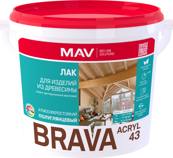 Лак BRAVA ACRYL 43 для изделий из древесины