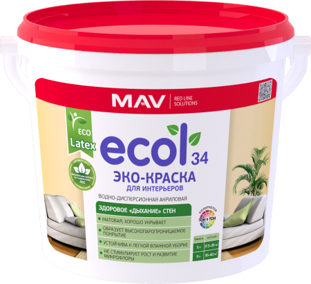 Эко-краска ECOL 34 для интерьеров