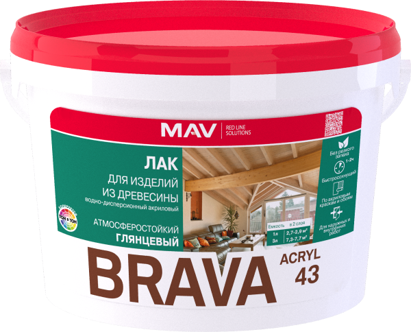 Лак BRAVA ACRYL 43 для изделий из древесины